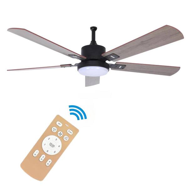 52 in. Indoor Brown Integrated LED Ceiling Fans with Lights Kit and