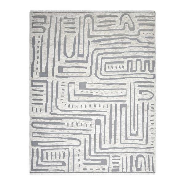 Solo Rugs Hailey Modern Ivory 8 ft. x 10 ft. Hand Knotted Area Rug