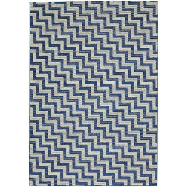 10 ft. x 13 ft. Blue, Gray Chevron Area Rug