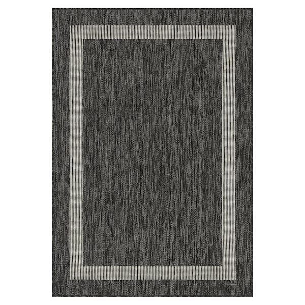 Azelia Black and Ivory 8 ft. x 10 ft. Indoor/Outdoor Area Rug