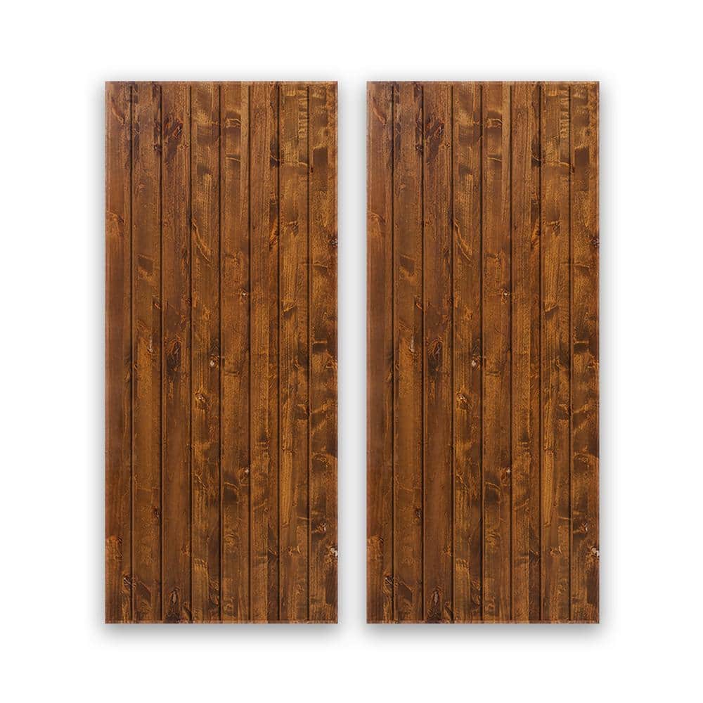 CALHOME 72 in. x 96 in. Hollow Core Walnut Stained Pine Wood