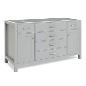 Bristol 60 in. W x 21.5 in. D x 34.5 in. H Freestanding Bath Vanity Cabinet without Top in Grey