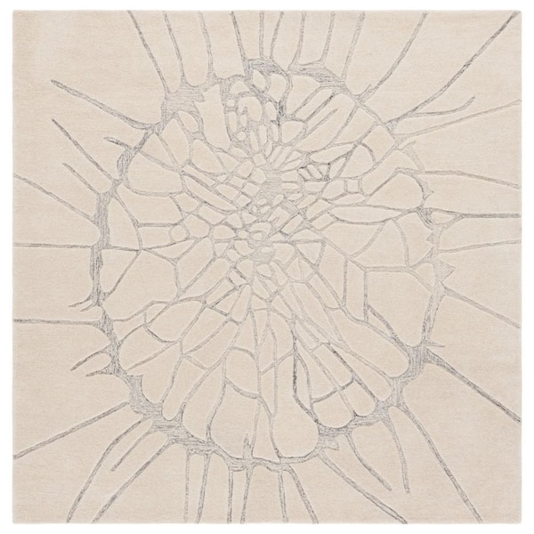 Mykonos 6 ft. x 6 ft. Ivory/Silver Abstract Dendritic Square Area Rug