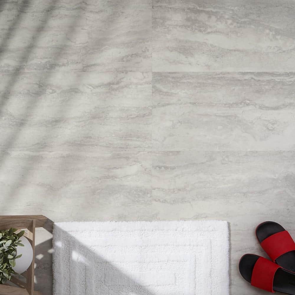 Elmdale Light Gray Wide Plank Vinyl Tile with Water Protection