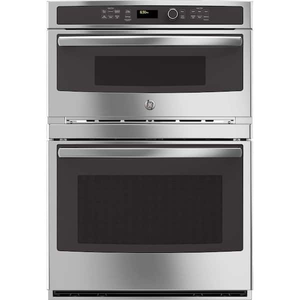 GE Profile Profile 30 in. Double Electric Wall Oven with Convection Self-Cleaning and Built-In Microwave in Stainless Steel