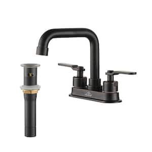 4 in. Centerset 2-Handle High-Arc Bathroom Faucet with Pop-Up Drain Kit in Oil Rubbed Bronze