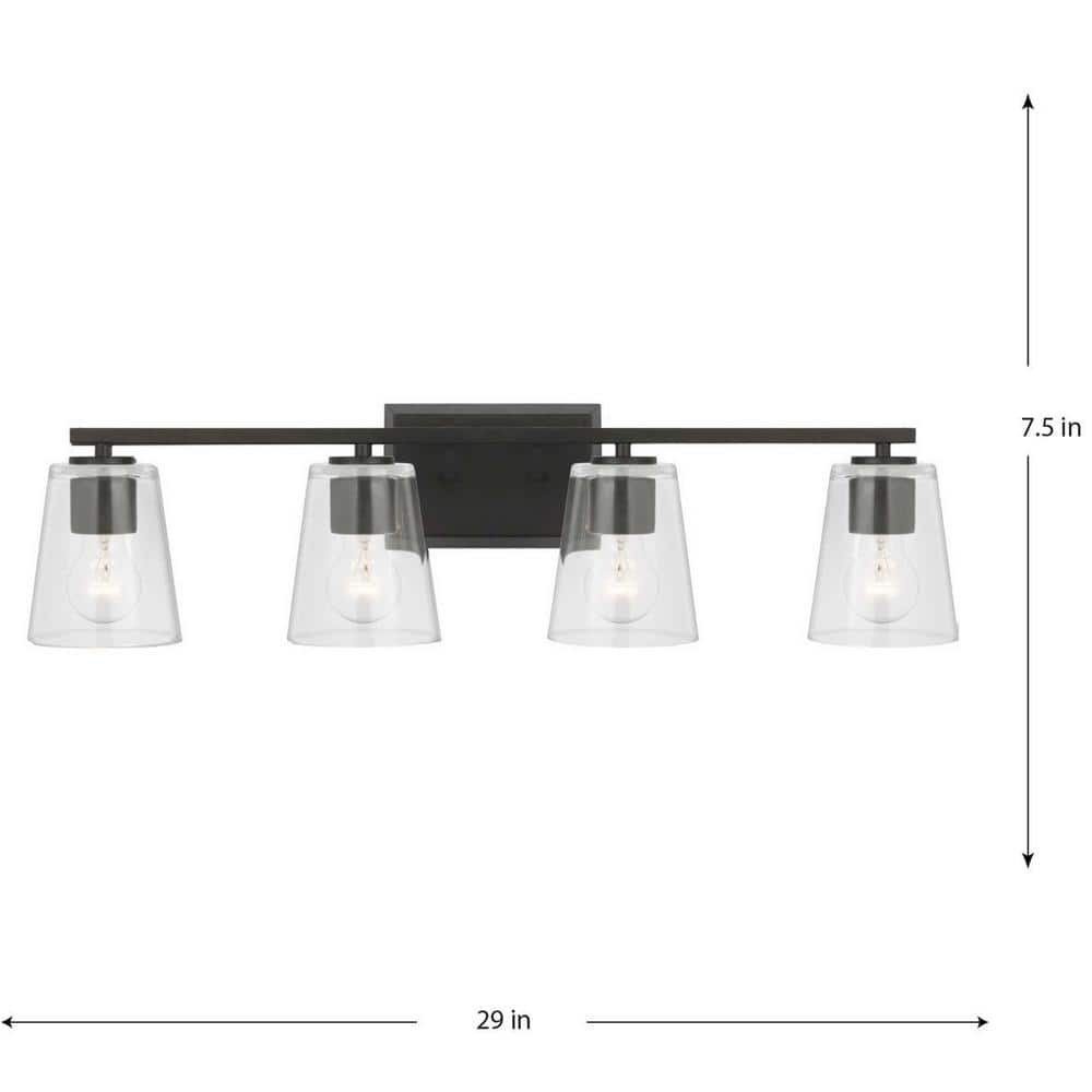 Vertex Matte Black Dimmable Four-Light Bath Fixture