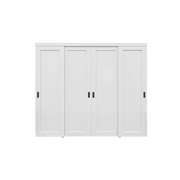 96 in. x 80 in. Paneled 1-Lite Blank Pattern White Primed MDF Sliding Door with Hardware Kit