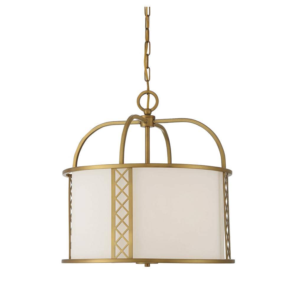 Rockford Warm Brass 3-Light Drum Pendant