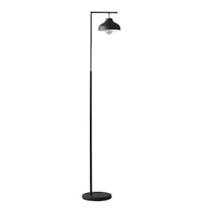 63.25 in. Black 1 Light 1-Way (On/Off) Arc Floor Lamp for Liviing Room with Metal Lantern Shade
