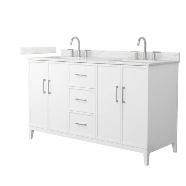 Wyndham Collection Elan 60 in. W x 22 in. D x 35 in. H Double Bath Vanity in White with Giotto Quartz Top