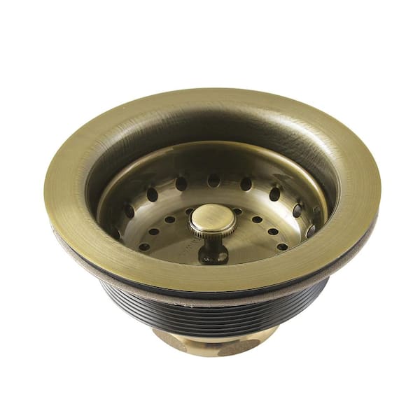 Kingston Brass Fresno Kitchen Sink Basket Strainer in Antique Brass