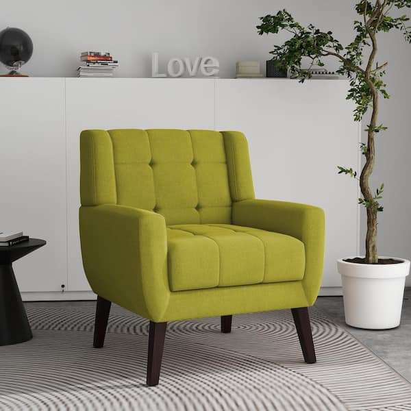 Uixe Green Linen Upholstered Arm Chair (Set of 1)