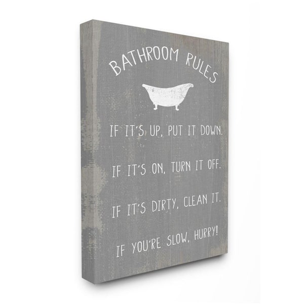 Stupell Industries "Countryside Bathroom Rules Sign with Claw Bath" by Daphne Polselli Country Canvas Wall Art Print 24 in. x 30 in.