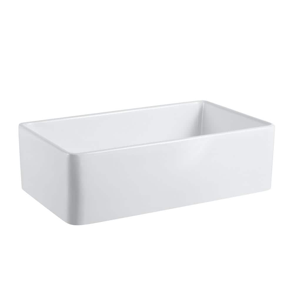 Trento 33'' White Fireclay Single Bowl Farmhouse Sink