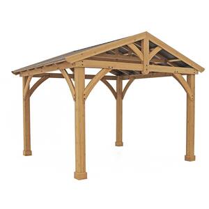 11 ft. x 13 ft. Carolina Cedar Pavilion with Weather and Rust resistant Coffee Brown Aluminum Roof