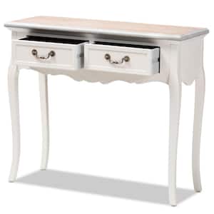 Capucine 36 in. White/Oak Standard Rectangle Wood Console Table with 2-Drawers