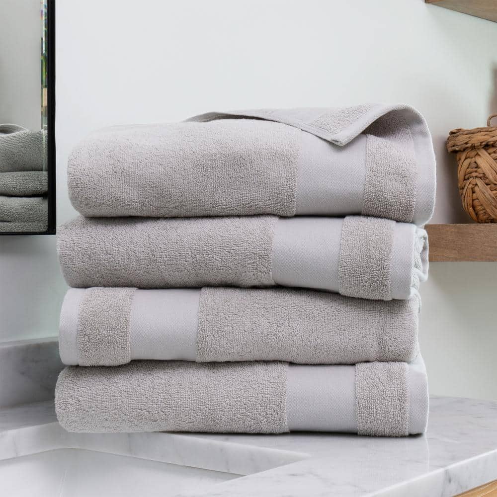 Yellowstone 4-Piece Cotton Gray Kitchen Towel Set, Rip Collection