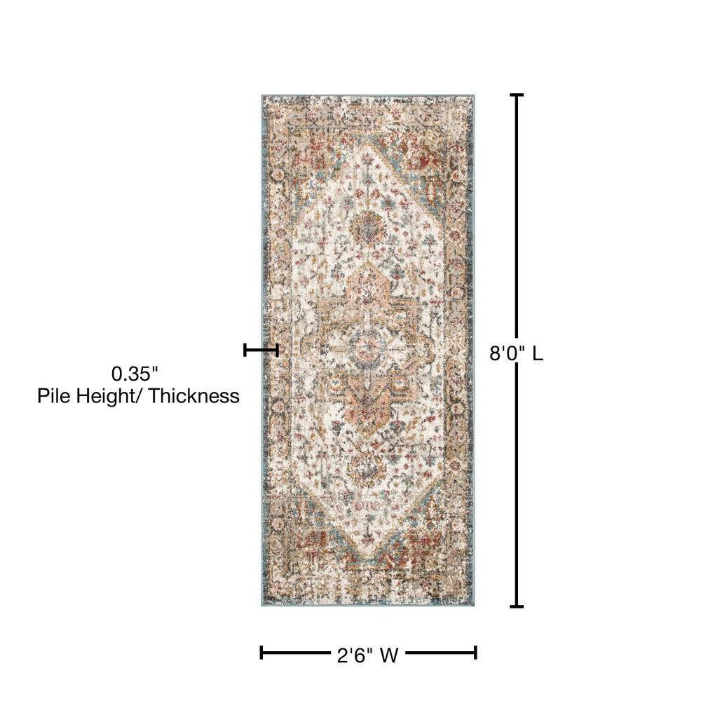 Beige Vintage Medallion Synthetic Runner Rug 2' 6" x 8'