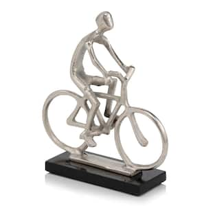 Metal Man on Bike Sculpture