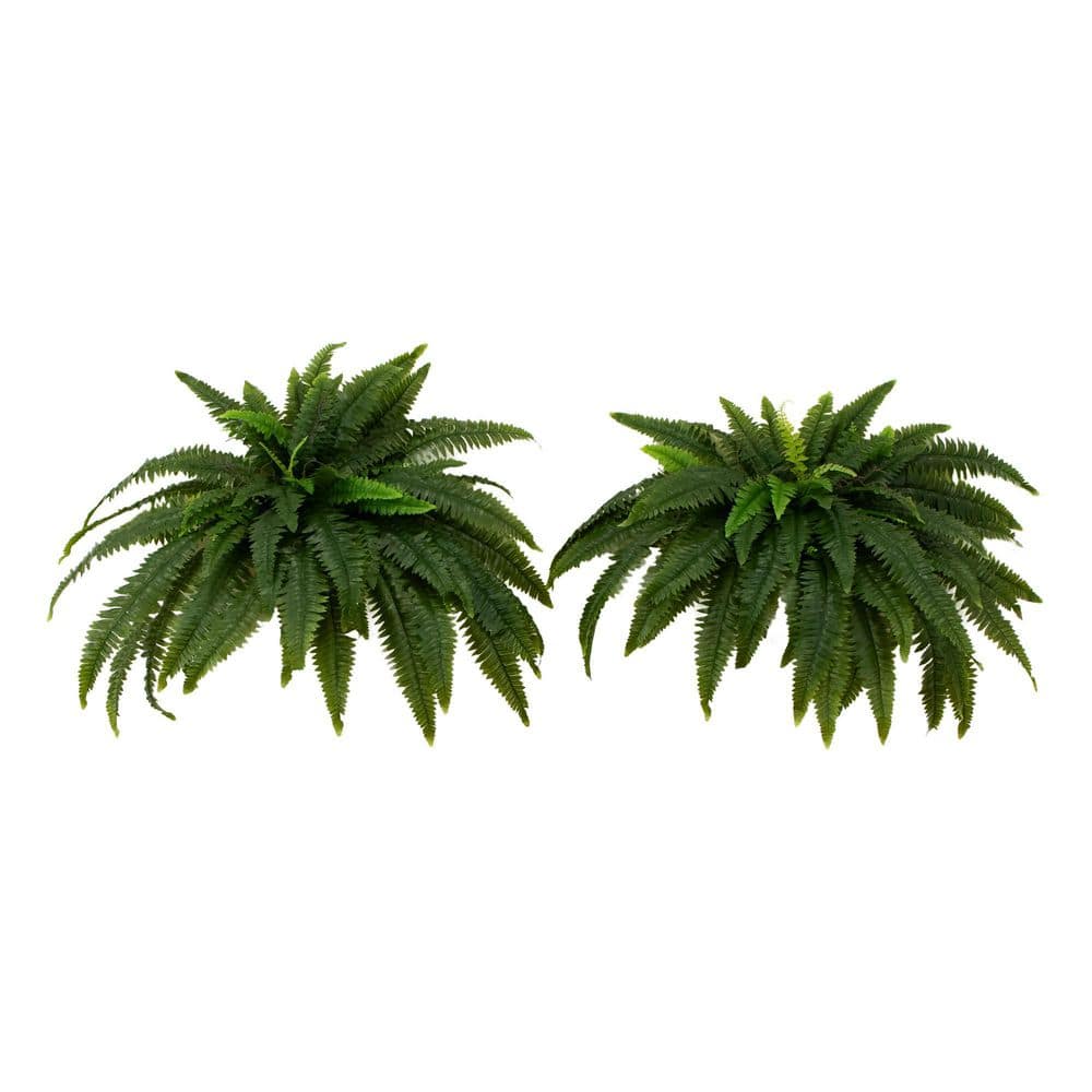 21 in. UV Resistant Artificial Boston Fern (Indoor/Outdoor)-(Set of 2)