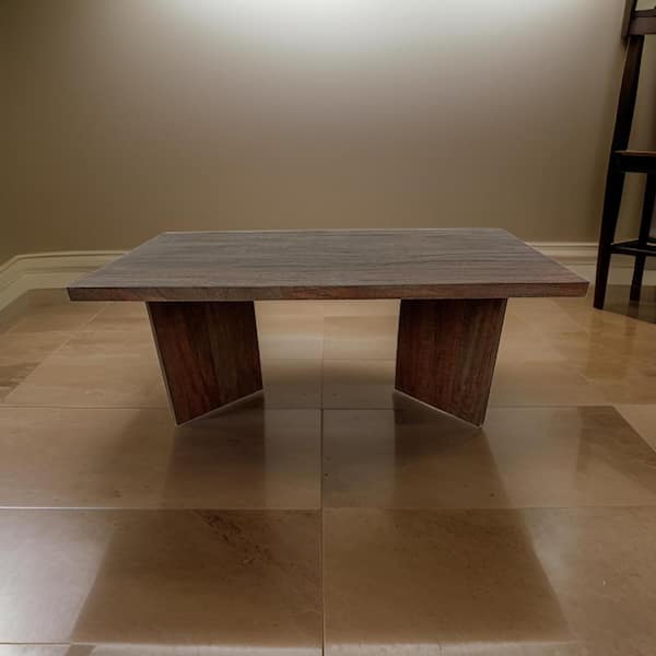 Benjara Anisa 27 in. Brown Rectangle Wood Coffee Table with Plank Style