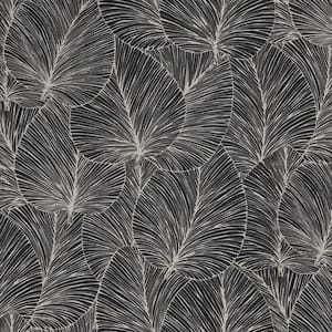 Eilian Black Palm Vinyl Non-pasted Textured Wallpaper