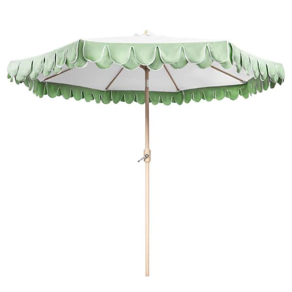 9 ft. Aluminum Market Push Button Tilt Patio Umbrella in Green