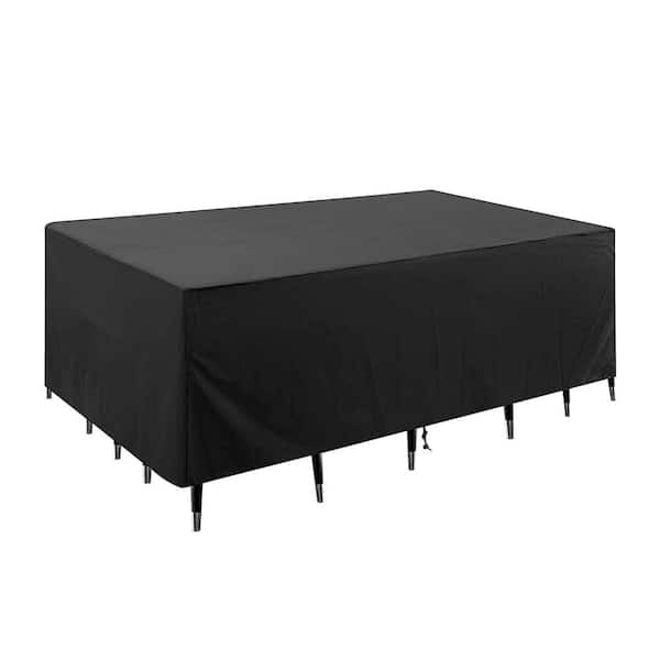 Shatex Waterproof Patio Furniture Cover 420D Silver-coated Table and Chair Set Cover 130 in. L x 83 in. W x 23 in. H Black