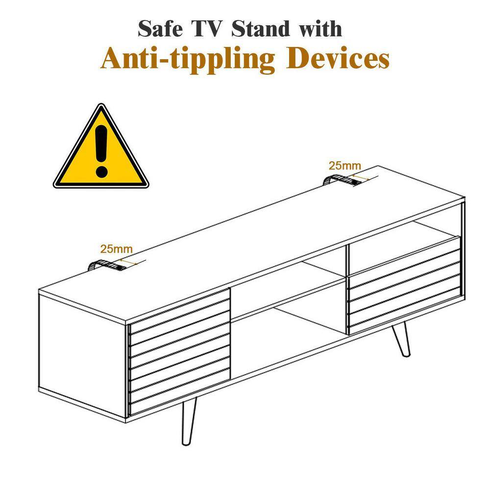 Modern Black and White MDF TV Stand with Cabinet and Shelves