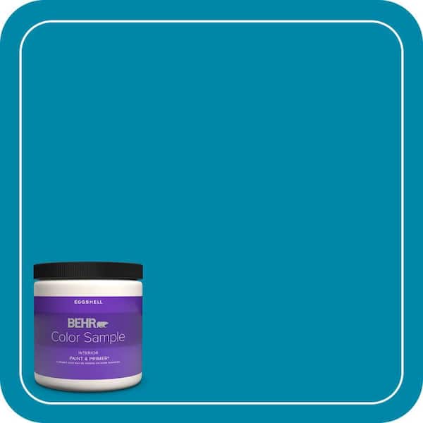 BEHR PREMIUM PLUS 8 oz. #P490-6 Hacienda Blue Eggshell Enamel Interior Paint & Primer Color Sample