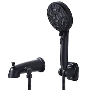Tub Spout with 7-Spray Handheld Shower and Integrated Diverter in Matte Black