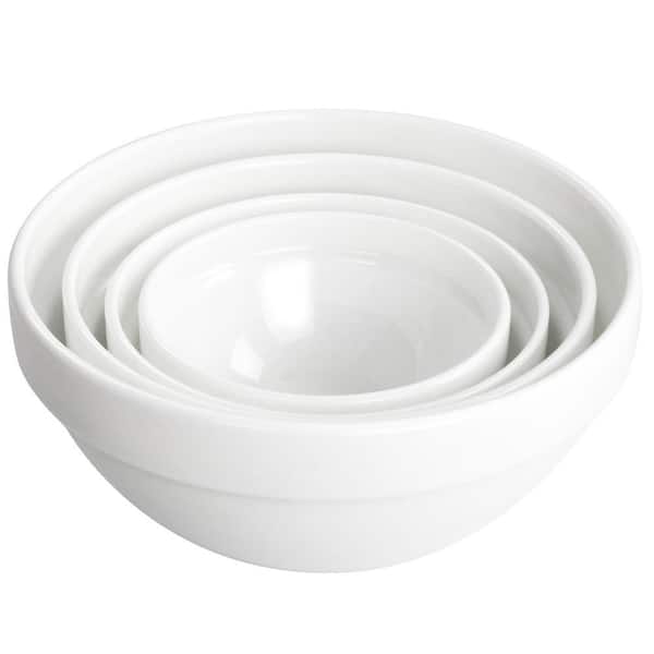 Gibson Ultra White Shadow 8-Piece Tempered Opal Glass Bowl and Lid