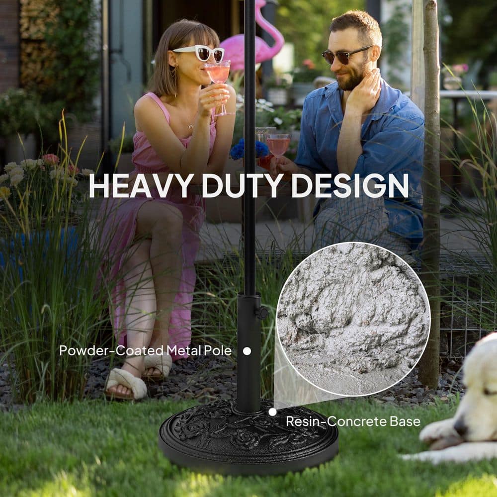 Black Powder Coated Concrete Patio Umbrella Base with Wheels