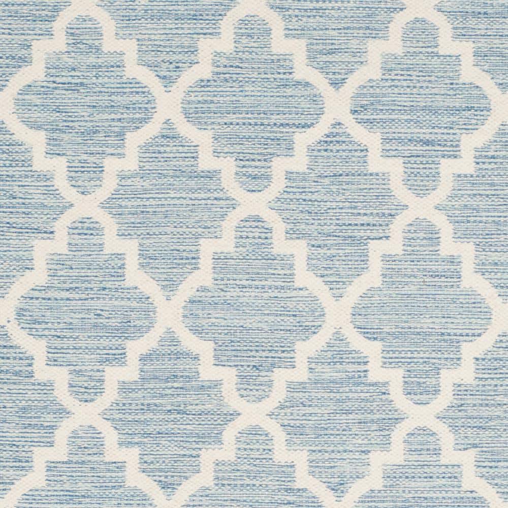 Coastal Breeze Light Blue and Ivory Cotton 5' x 7' Area Rug