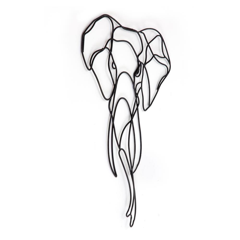 Asha Black Iron Elephant Wall Art, 20" x 28"