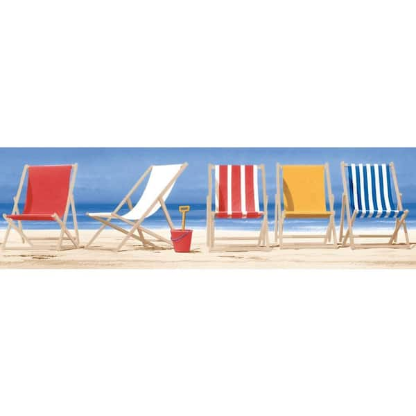 York Wallcoverings Inspired By Color Beach Chairs Wallpaper Border