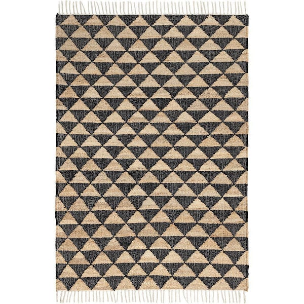 RUGS USA Lauren Liess Arrowroot Geometric Tasseled Natural 4 ft. x 6 ft. Indoor/Outdoor Patio Rug