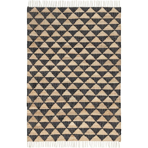 Arrowroot Geometric Tasseled Natural 8 ft. x 10 ft. Indoor/Outdoor Patio Rug