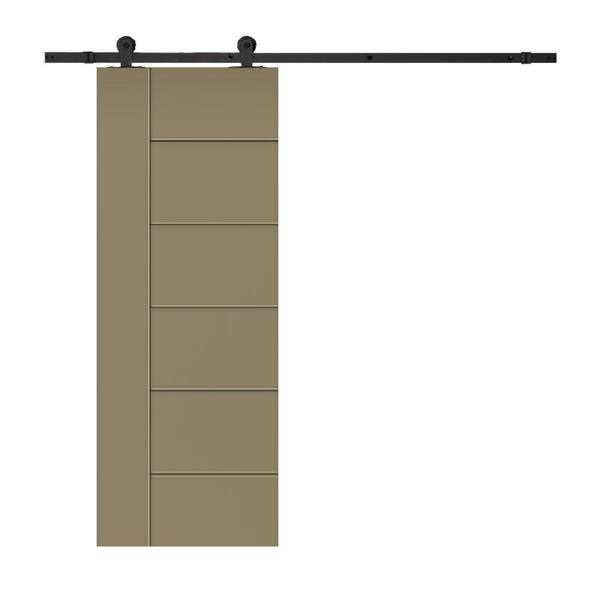 CALHOME Modern Classic 24 in. x 96 in. Olive Green Stained Composite MDF Paneled Sliding Barn Door with Hardware Kit