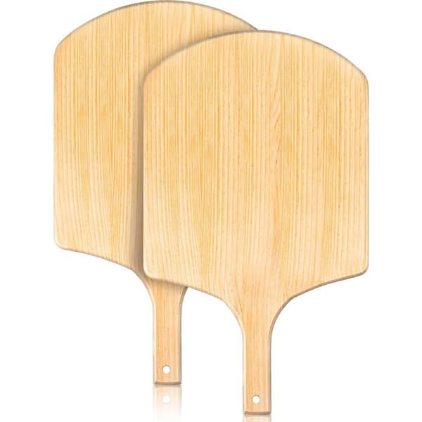 Wooden Pizza Peel Set 16 x 14 Inch Natural Wood Finish Pizza Paddle with Wooden Handle for Oven Baking 2 Pack
