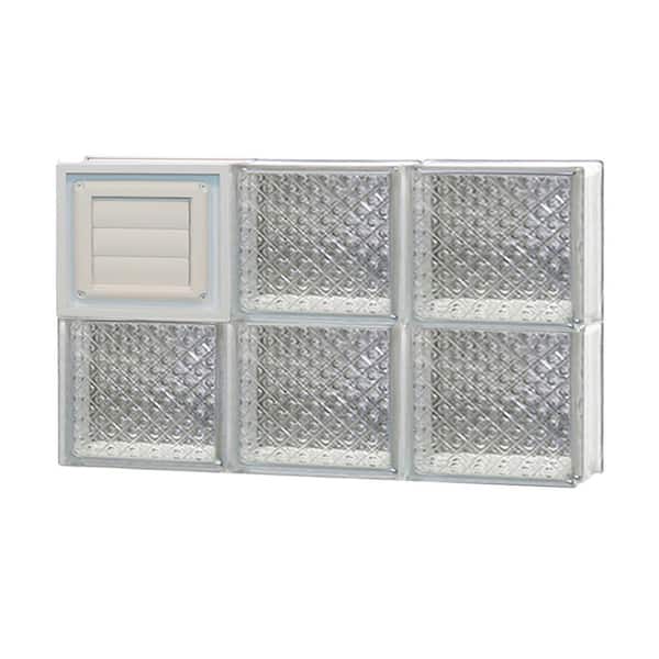 Clearly Secure 23.25 in. x 15.5 in. x 3.125 in. Frameless Diamond Pattern Glass Block Window with Dryer Vent