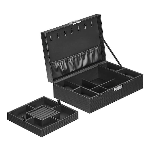 Unbranded Black Rectangle Carbon Fiber Watch Box