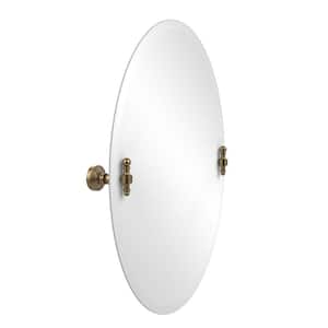 Retro-Wave Collection 21 in. x 29 in. Frameless Oval Single Tilt Mirror with Beveled Edge in Brushed Bronze