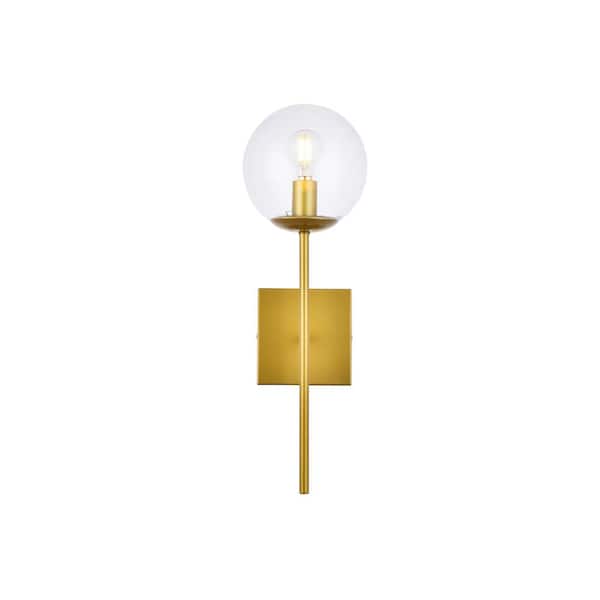 Unbranded Home Living 5.9 in. 1-Light Brass Vanity Light with Glass Shade