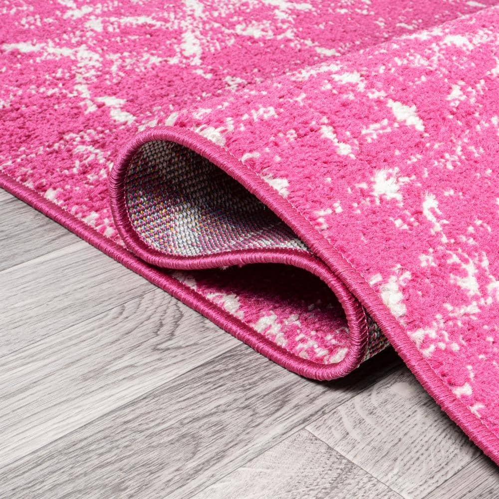 8' x 10' Fuchsia and Ivory Synthetic Moroccan Trellis Area Rug