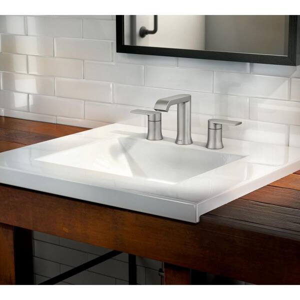 MOEN Genta 8 in. Widespread Double Handle Bathroom Faucet in Spot 