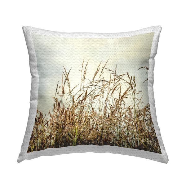 Stupell Industries Coastal Reeds View Tan Square Outdoor Throw Pillow