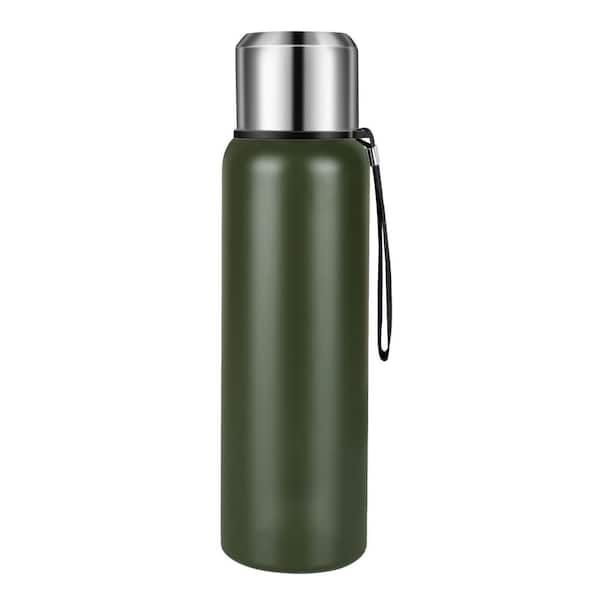 33.8 oz. Green Stainless Steel Insulated Vacuum Thermo Bottle with Cup for Hot and Cold Drinks Water Flask