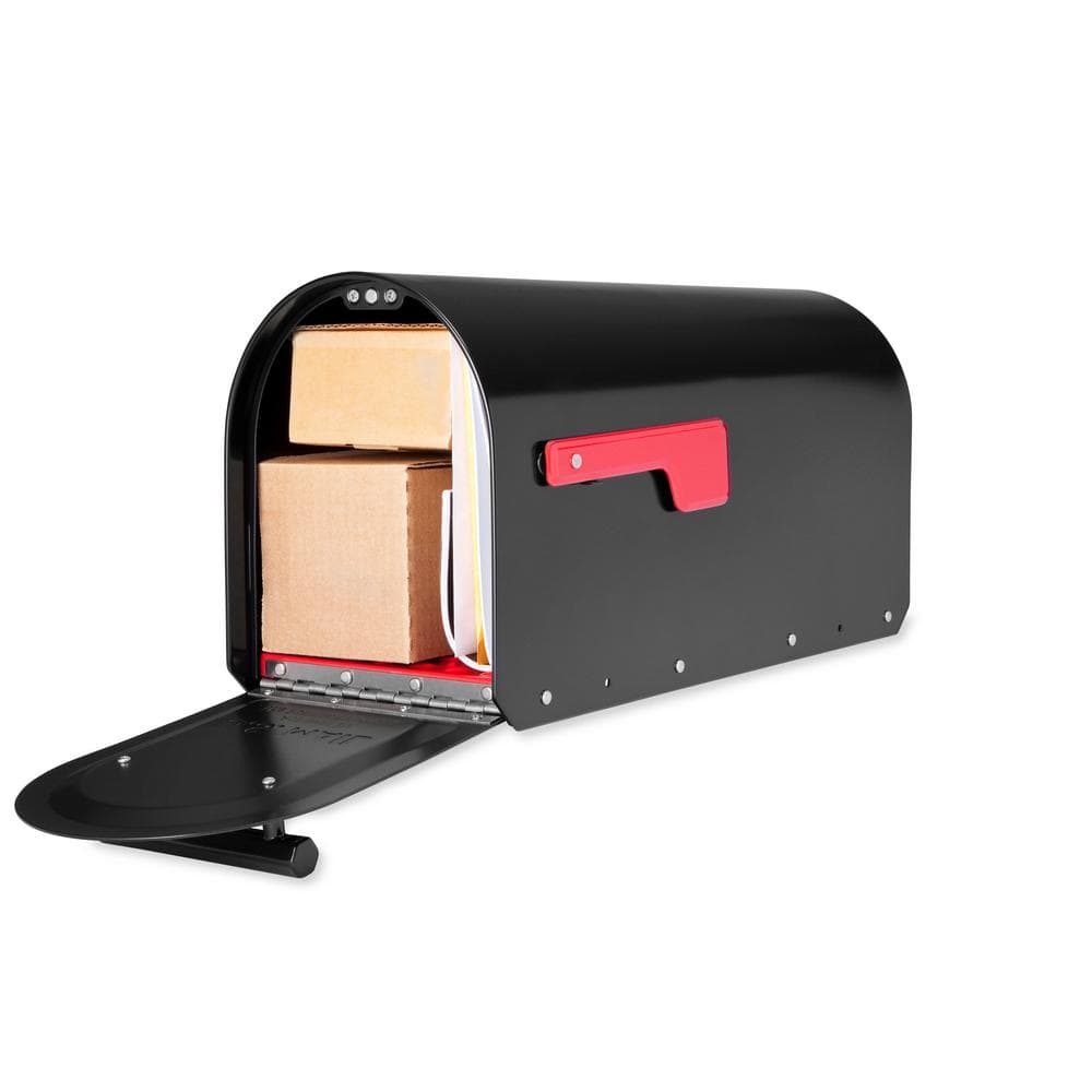 Large Black Powder Coated Steel Post Mount Mailbox